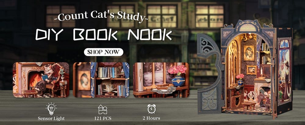 Book Nook Count Cat's Study 17 x 12 cm