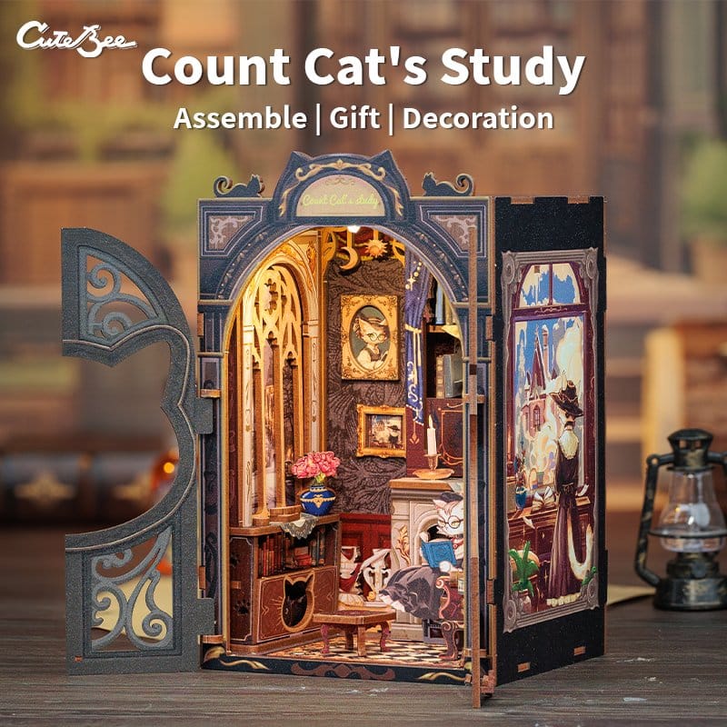 Book Nook Count Cat's Study 17 x 12 cm