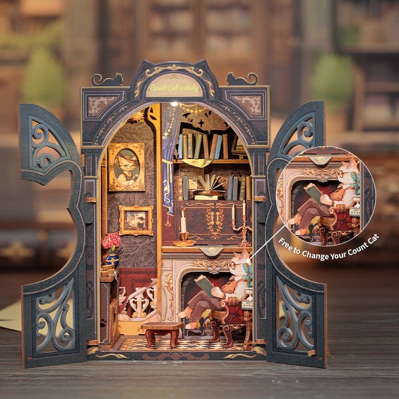 Book Nook Count Cat's Study 17 x 12 cm