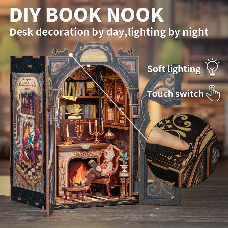 Book Nook Count Cat's Study 17 x 12 cm