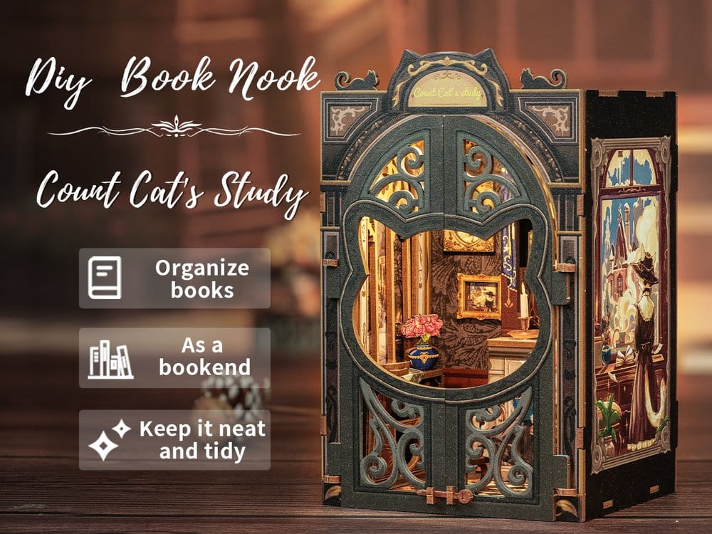 Book Nook Count Cat's Study 17 x 12 cm