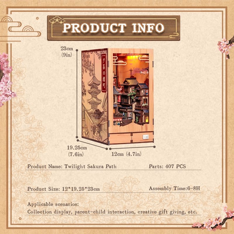 Book Nook Twilight Sakura Path 23 x 12 cm
