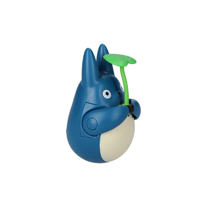 Mein Nachbar Totoro Figur mit rundem Boden, mittlerer Totoro mit Blatt, 6 cm