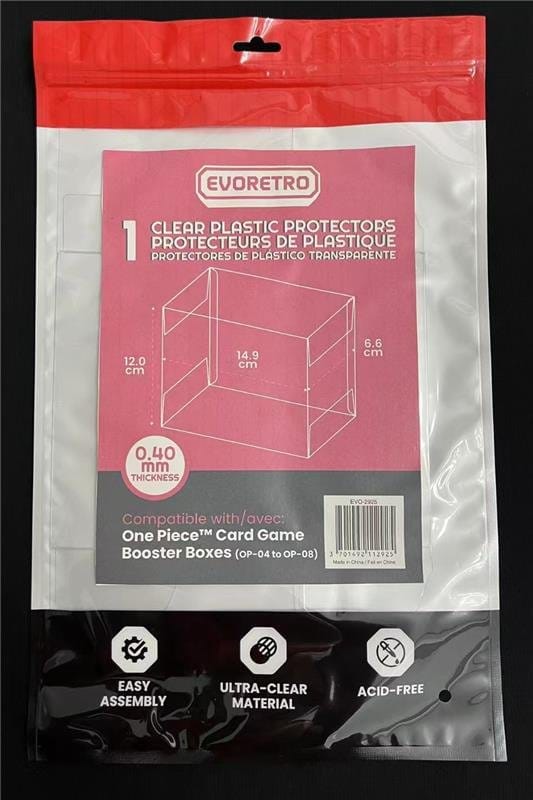 Evoretro PET Protectors 1-Pack for One Piece Card Game Booster Boxes (OP-04 to OP-08) 12 x 6 x 15 cm