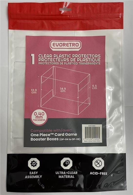 Evoretro PET Protectors 1-Pack for One Piece Card Game Booster Boxes (OP-04 to OP-08) 12 x 6 x 15 cm