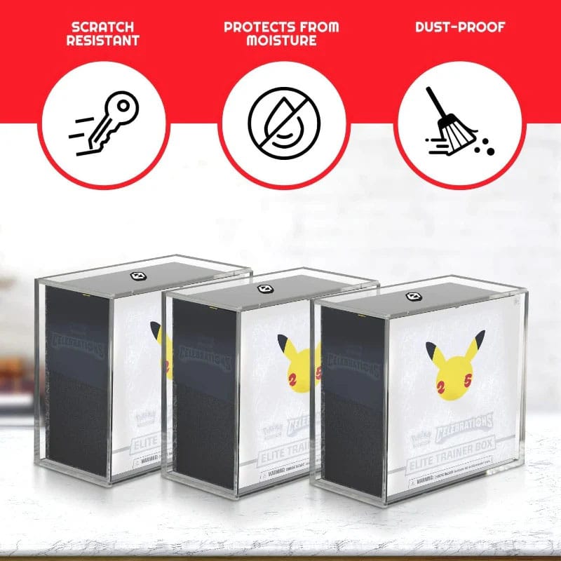 Evoretro Acrylic Display Case for Booster Boxes / Elite Trainer Boxes Ver. 2 with Sliding Lid