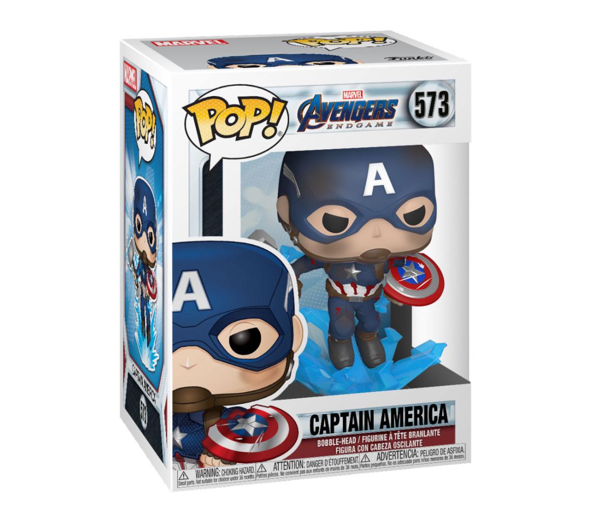 Avengers: Endgame POP! Film-Vinylfigur Captain America mit gebrochenem Schild und Mjölnir, 9 cm