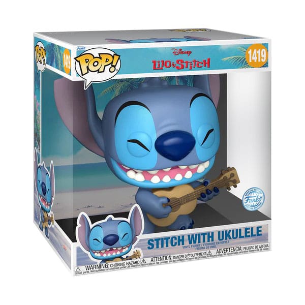 Lilo &amp; Stitch Super Sized Jumbo POP! Games Vinyl Figure Stitch w/Uke 25 cm