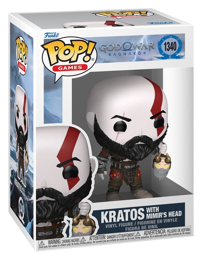 God of War Ragnarök POP! Games Vinyl Figure Kratos w/Mimir's Head 9 cm