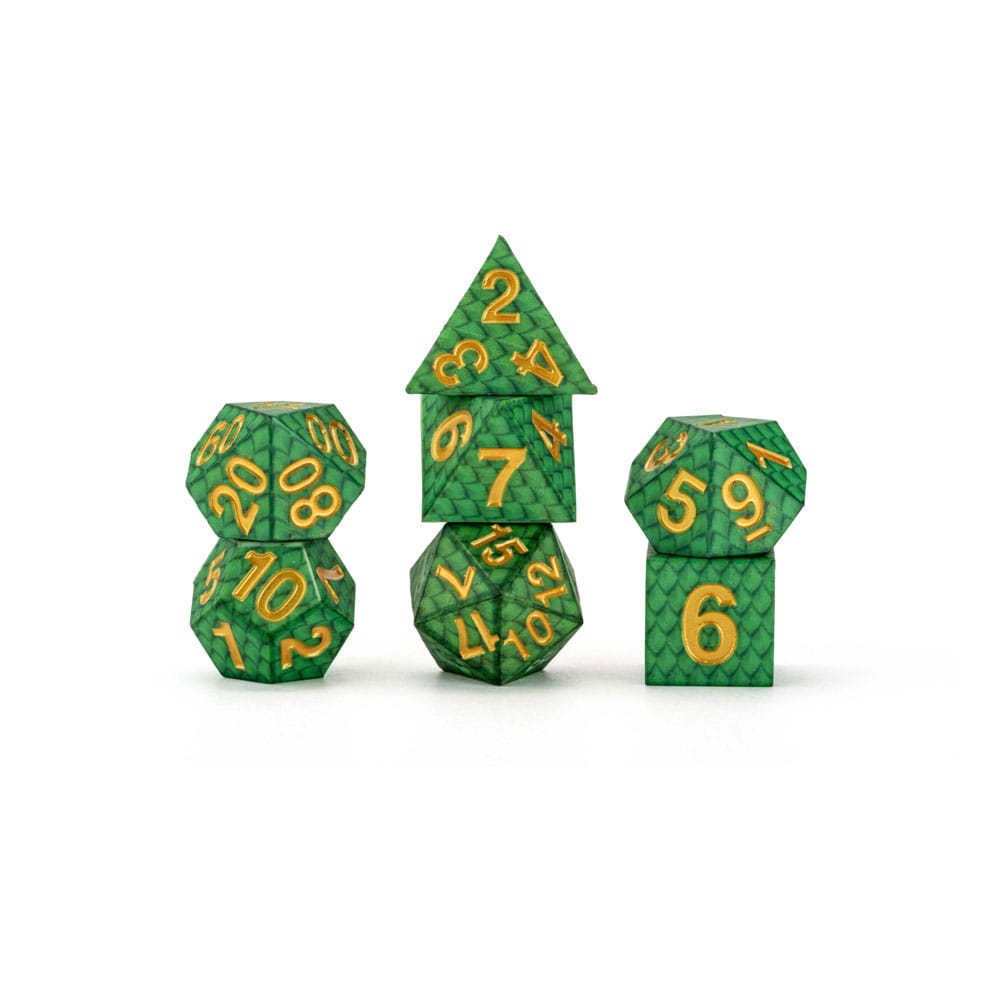 Dragon Storm Sharp Edge Silicone Dice Set Green Dragon Scales (7)
