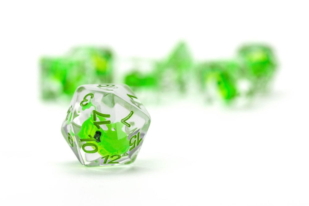 Dragon Storm Inclusion Dice Set Green Dragon (7)