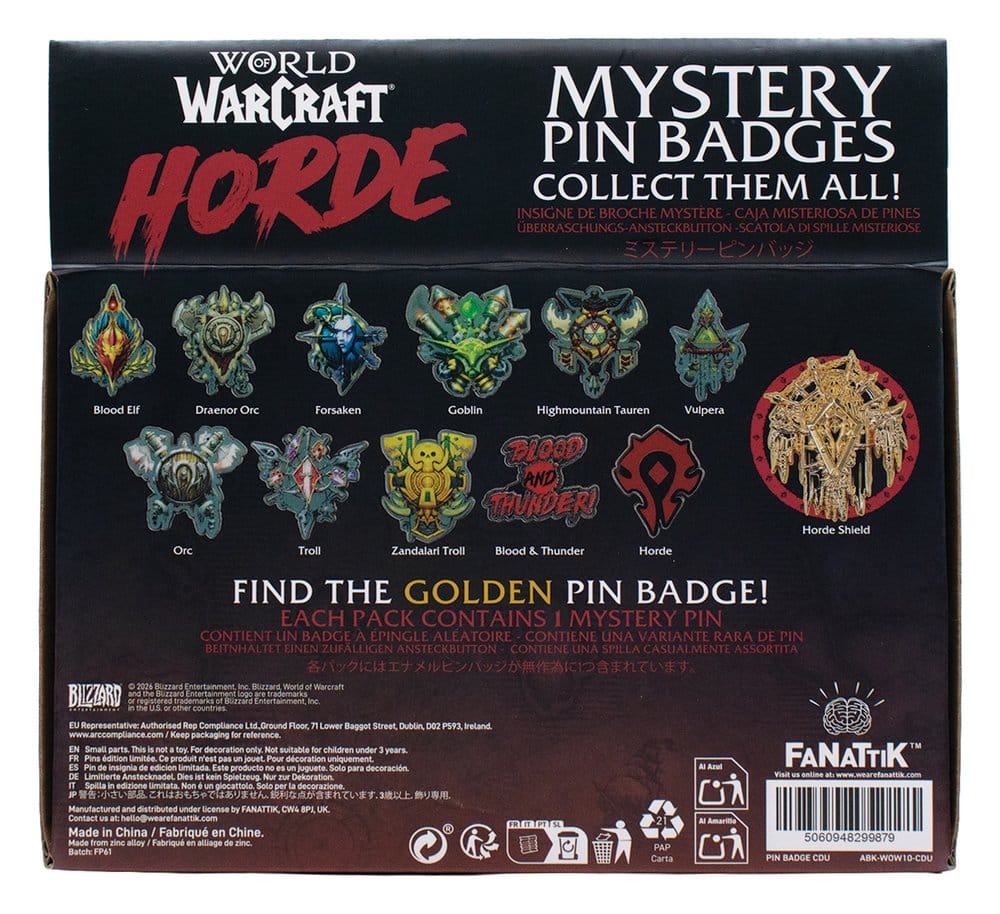 World of Warcraft Mystery Pin Badges Horde Blind Box Display (12)