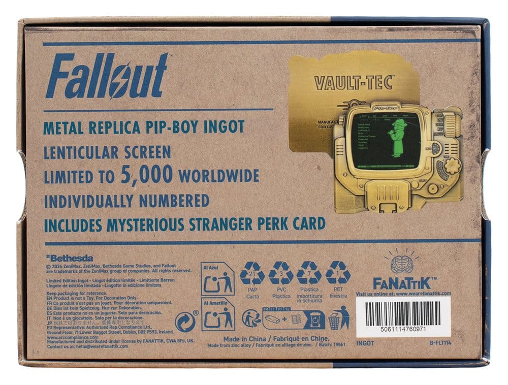 Fallout Ingot Pip-Boy Limited Edition Lenticular Mysterious Stranger Variant