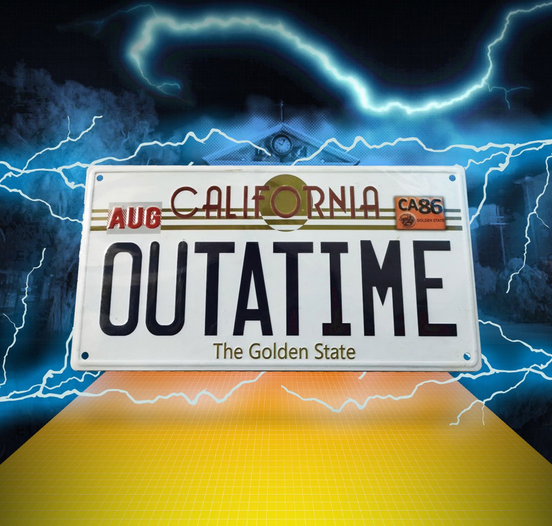 Back To The Future Metal Sign ´Outatime´ DeLorean License Plate