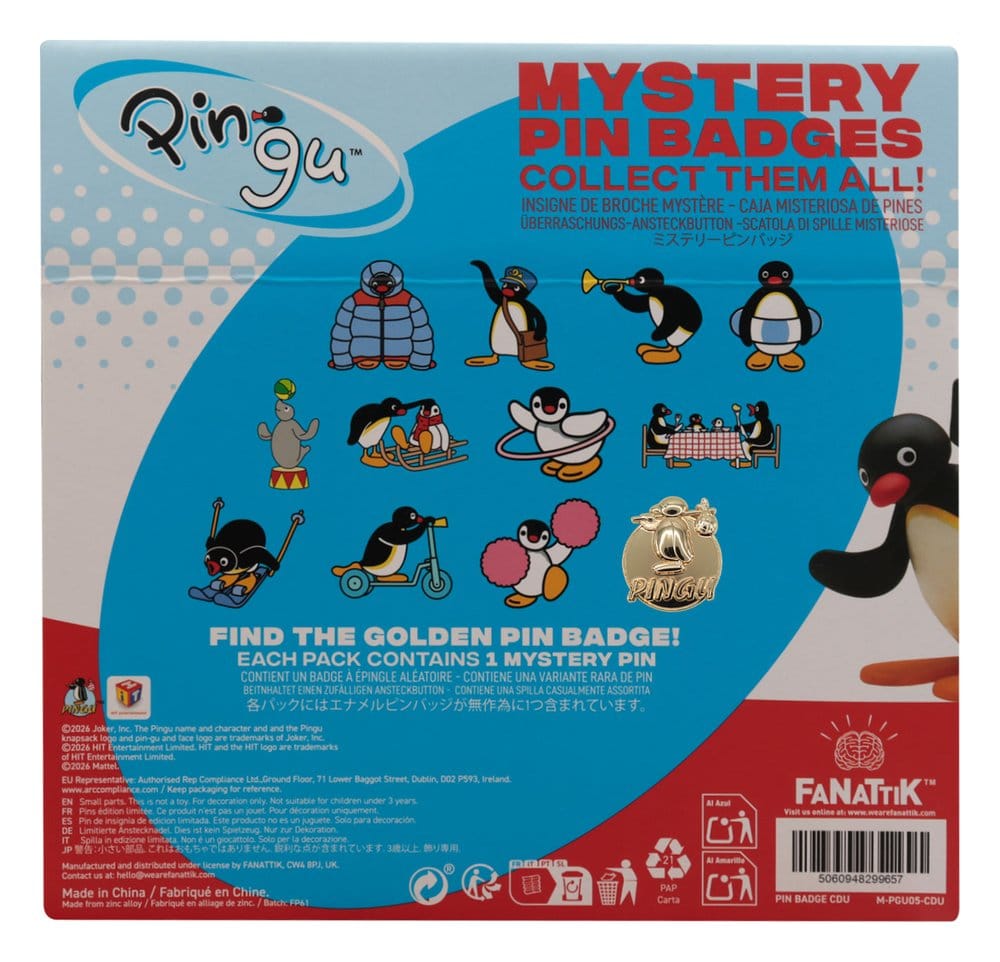 Pingu Mystery Pin Badges Blind Box Display (12)