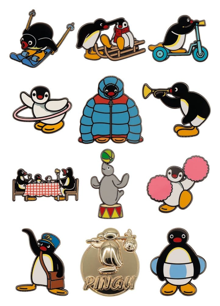 Pingu Mystery Pin Badges Blind Box Display (12)