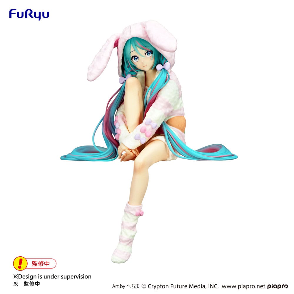 Hatsune Miku Noodle Stopper PVC Statue Rabbit Ear Hood Pajama 14 cm