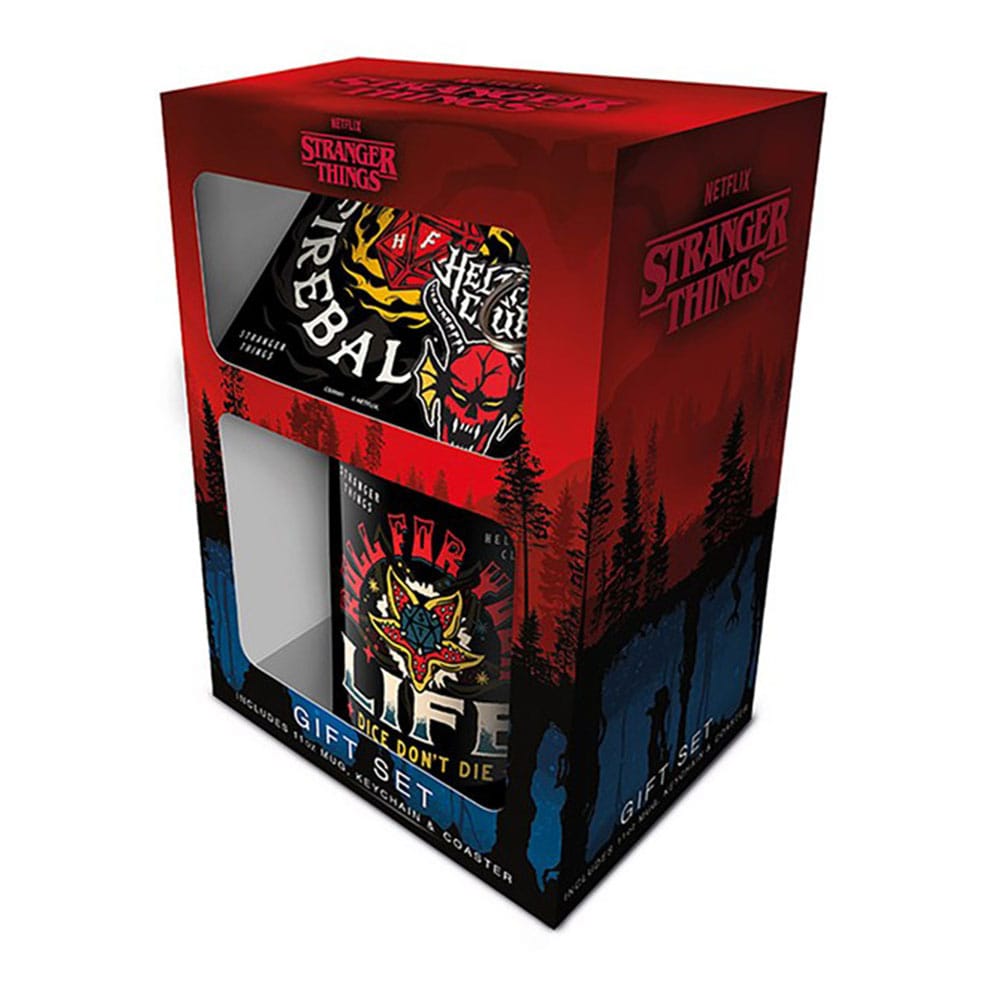Stranger Things-Set aus Tasse, Untersetzer und Schlüsselanhänger Hellfire