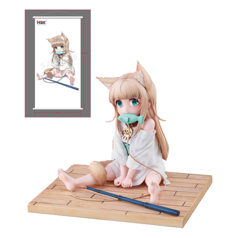 PVC-Statue „My Cat Is a Kawaii Girl“ im Maßstab 1:6, Kinako Sitting Fish Ver. Deluxe-Version 14 cm