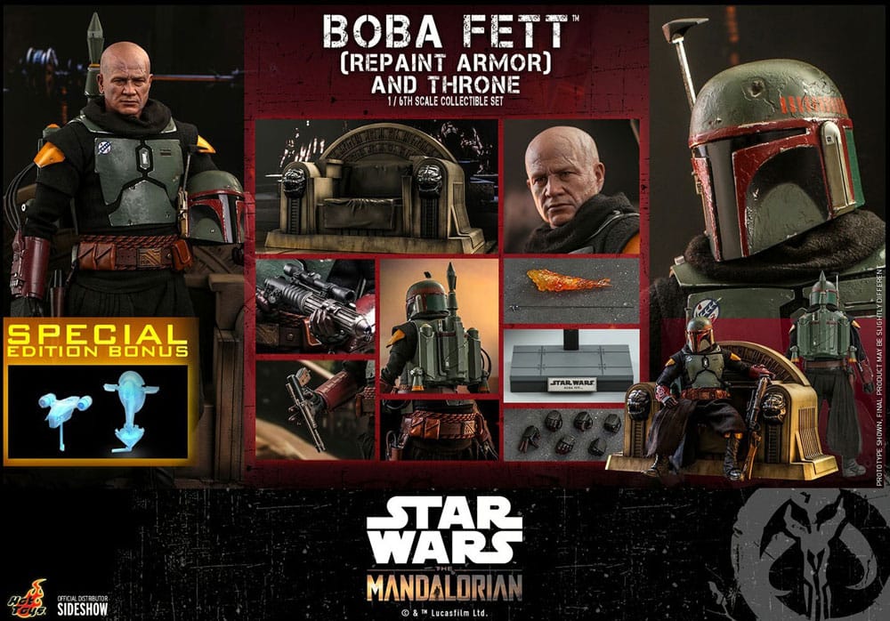 Star Wars: The Mandalorian Action Figure 1/6 Boba Fett Repaint Armor and Throne Special Edition 30 cm