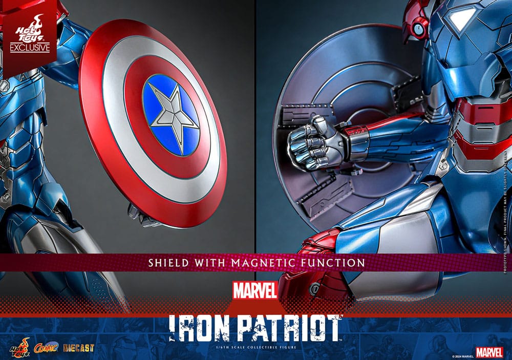 Marvel Comic Diecast Masterpiece Action Figure 1/6 Iron Patriot Hot Toys Exclusive 32 cm