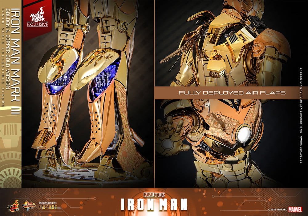 Iron Man Movie Masterpiece Diecast Action Figure 1/6 Iron Man Mark III (Golden & Copper Gold Version) Hot Toys Exclusive 33 cm