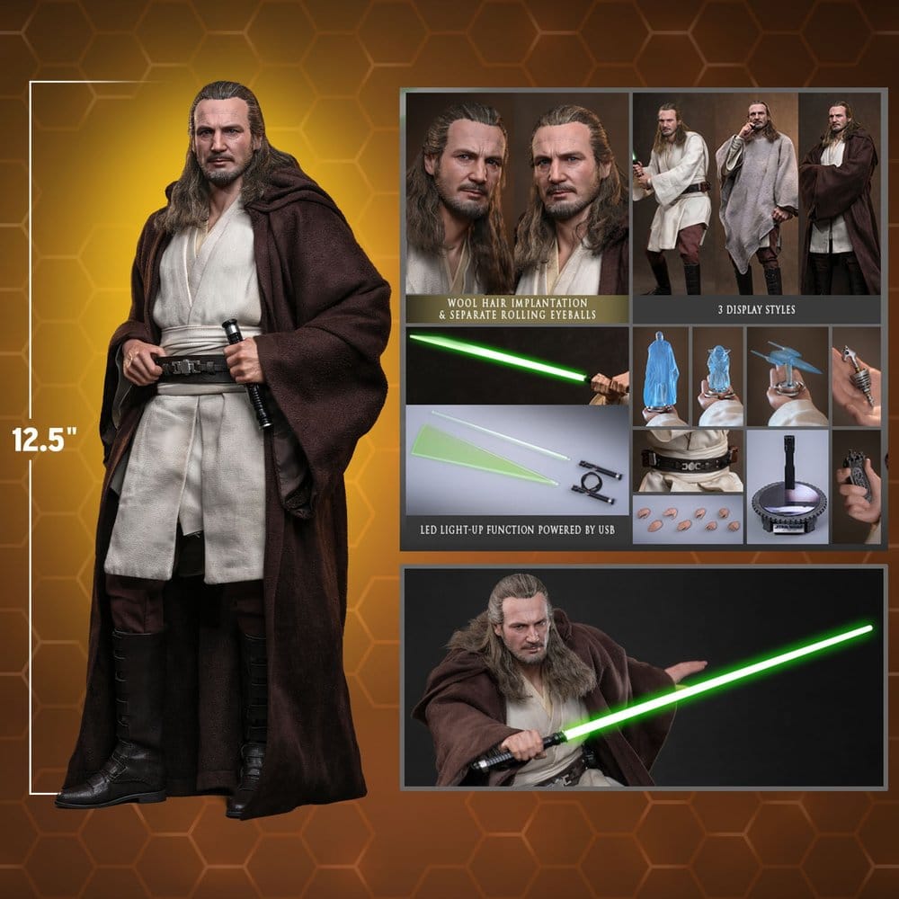 Star Wars: The Phantom Menace Movie Masterpiece Action Figure 1/6 Qui-Gon Jinn (Artisan Edition) Hot Toys Exclusive 32 cm