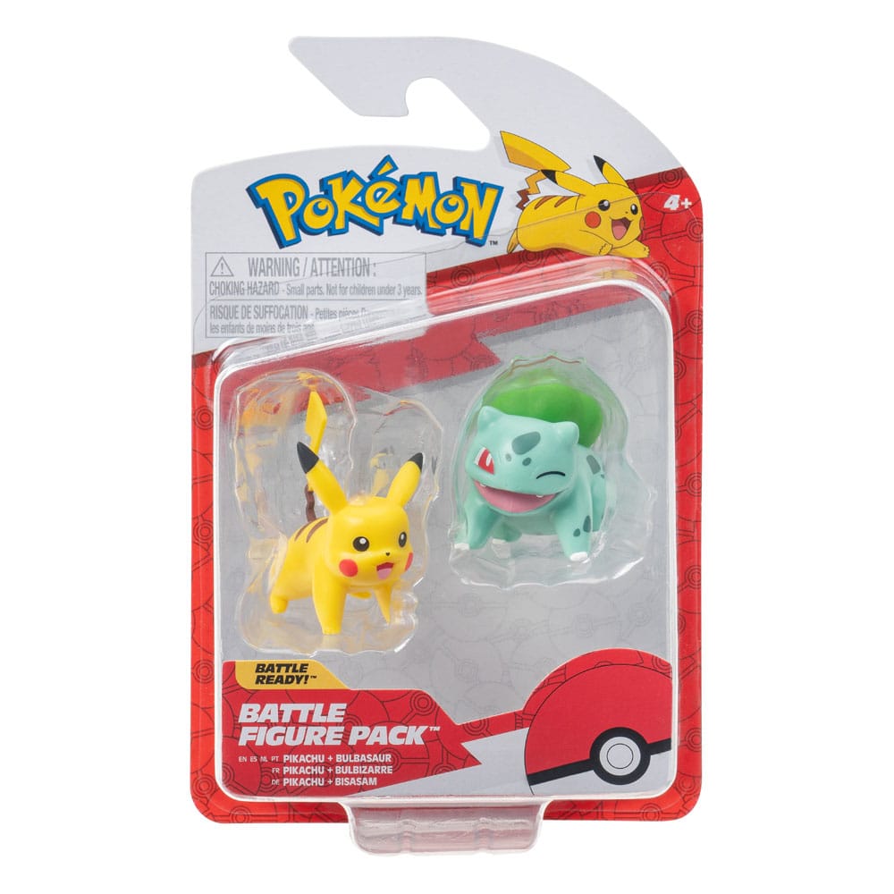 Pokémon-Kampffigur „Erster Partner“-Set, 2er-Pack, Bulbasaur Nr. 2, Pikachu Nr. 1