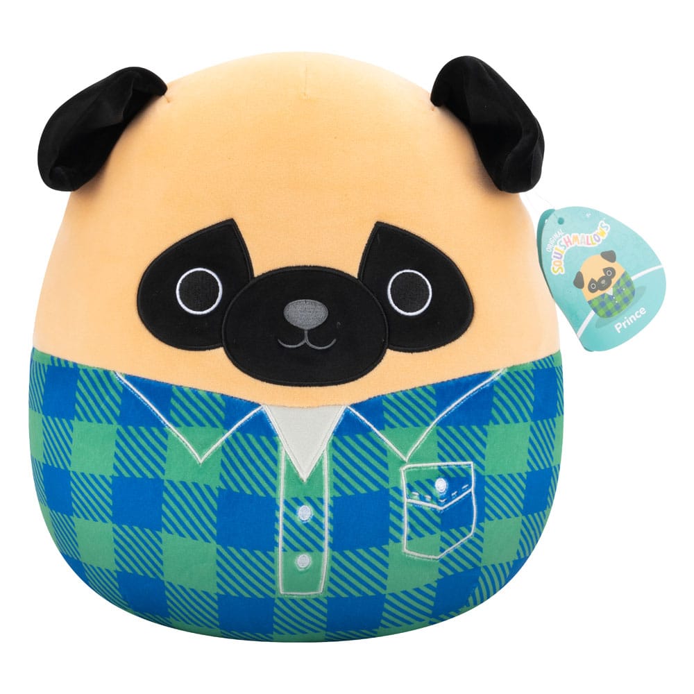 Squishmallows Plüschfigur Brauner Mops im grünen und blauen Flanellhemd Prinz 30 cm