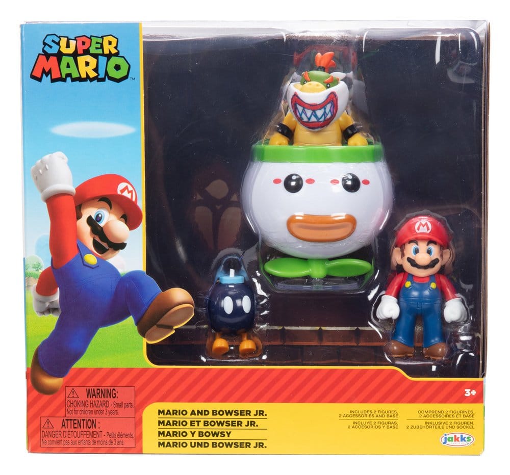 World of Nintendo Mini Figure 2-Pack Mario and Bowser Jr. Clown Car 6 cm
