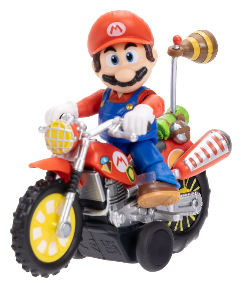Super Mario Galaxy Movie Action Figure with Pull Back Motorcycle Mario 6 cm