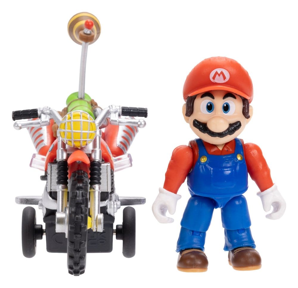 Super Mario Galaxy Movie Action Figure with Pull Back Motorcycle Mario 6 cm