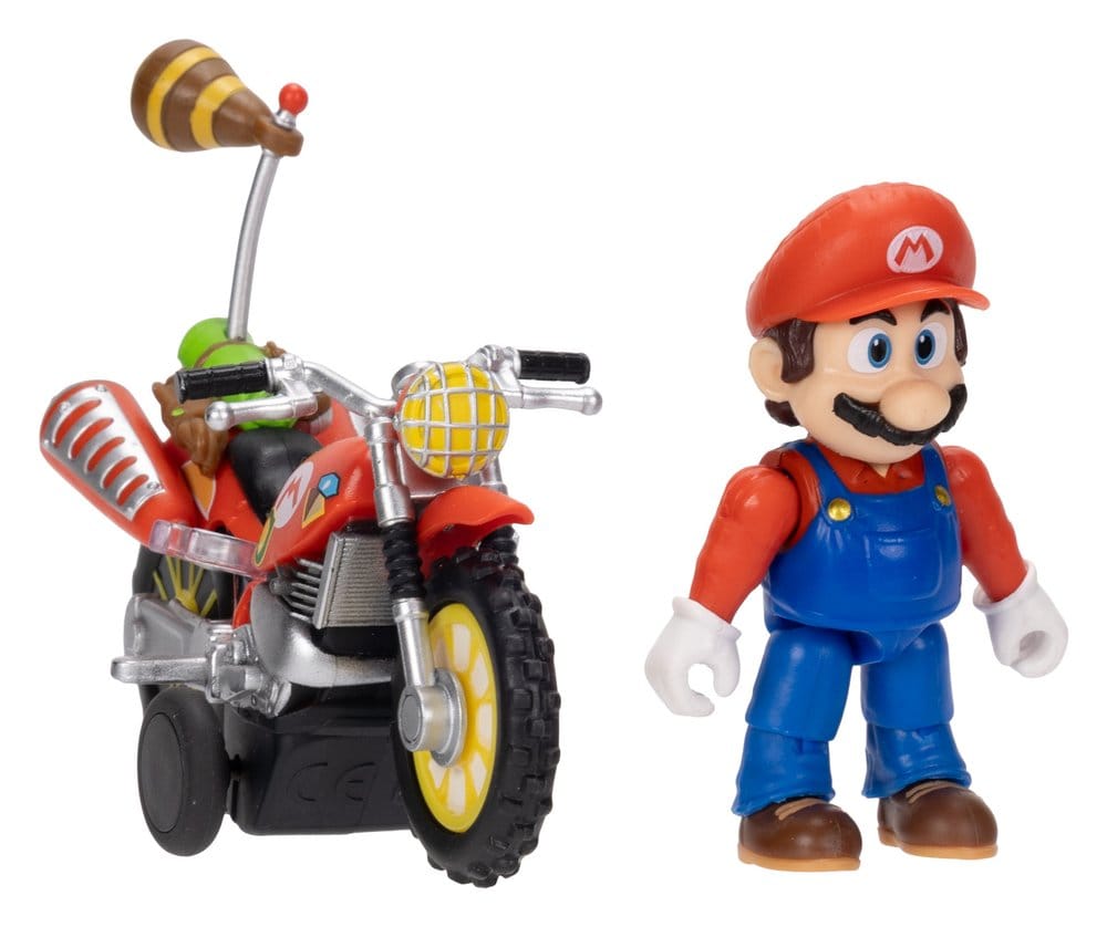 Super Mario Galaxy Movie Action Figure with Pull Back Motorcycle Mario 6 cm