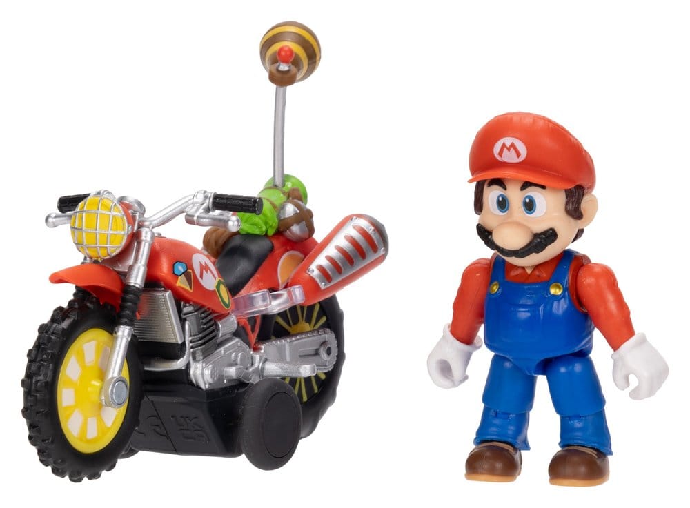 Super Mario Galaxy Movie Action Figure with Pull Back Motorcycle Mario 6 cm