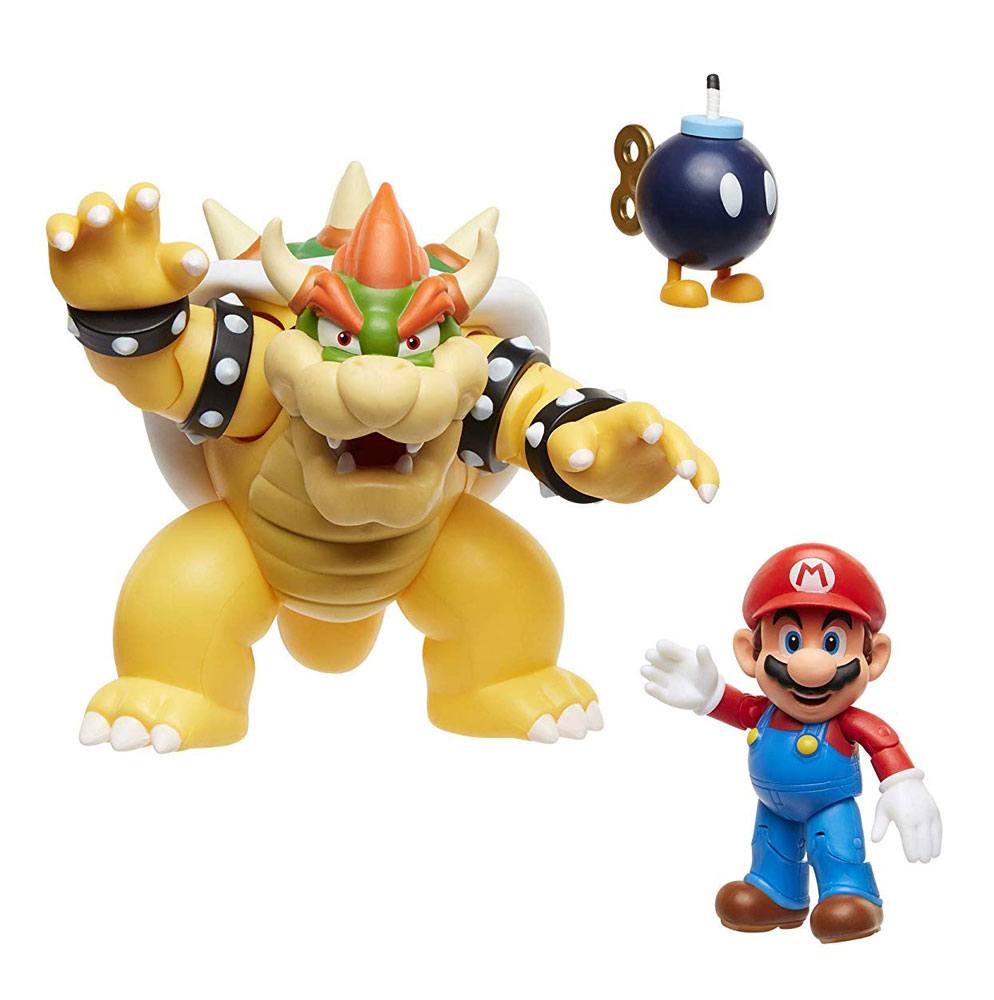 World of Nintendo Actionfiguren-3er-Pack Mario vs. Bowser Lava Battle 6-15 cm