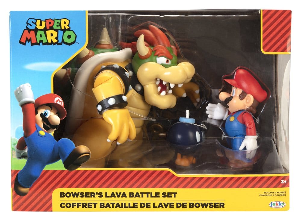 World of Nintendo Actionfiguren-3er-Pack Mario vs. Bowser Lava Battle 6-15 cm