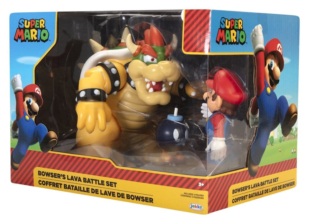 World of Nintendo Actionfiguren-3er-Pack Mario vs. Bowser Lava Battle 6-15 cm