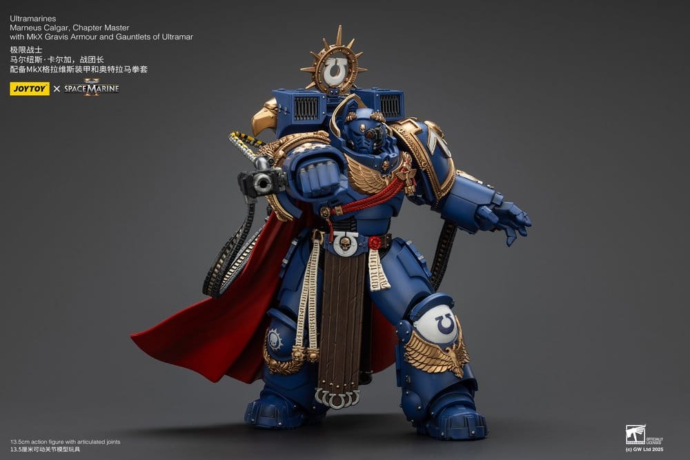 Warhammer 40k Action Figure Ultramarines Marneus Calgar Chapter Master with MKX Gravis Armor and Gauntlets of Ultramar 20 cm