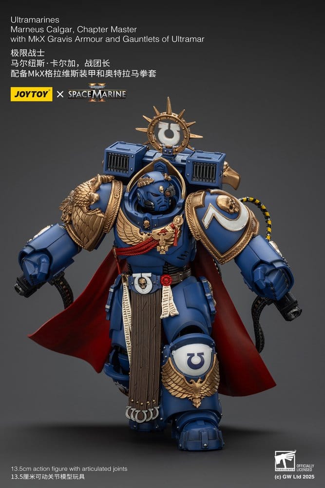 Warhammer 40k Action Figure Ultramarines Marneus Calgar Chapter Master with MKX Gravis Armor and Gauntlets of Ultramar 20 cm