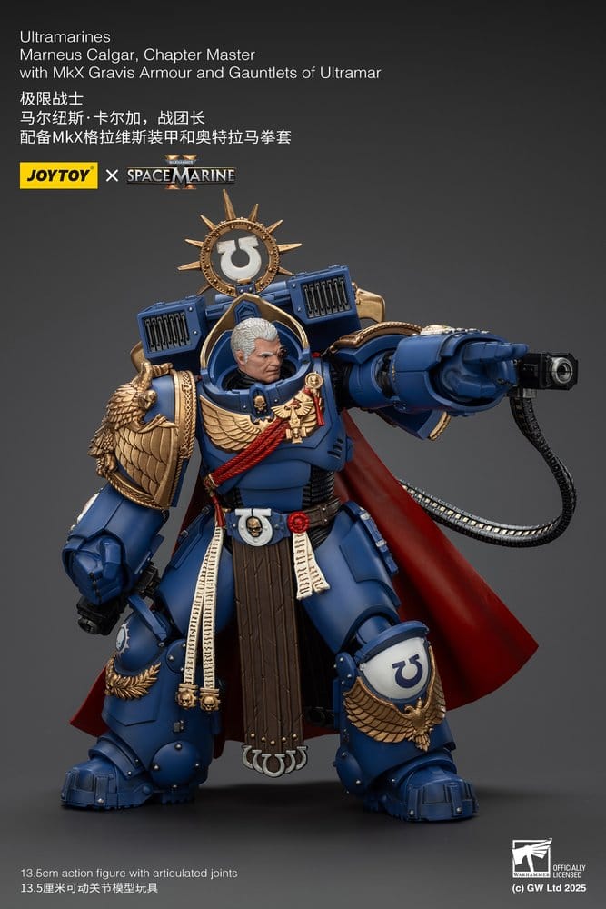 Warhammer 40k Action Figure Ultramarines Marneus Calgar Chapter Master with MKX Gravis Armour and Gauntlets of Ultramar 20 cm