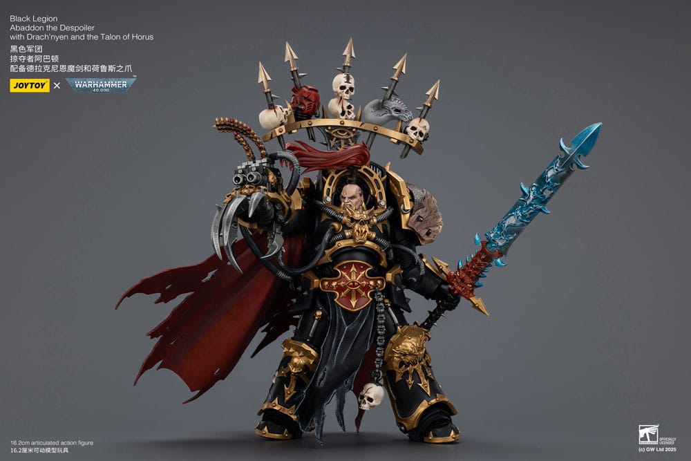 Warhammer 40,000 Action Figure Black Legion Abaddon the Despoiler with Drach'nyen and Talon 16 cm