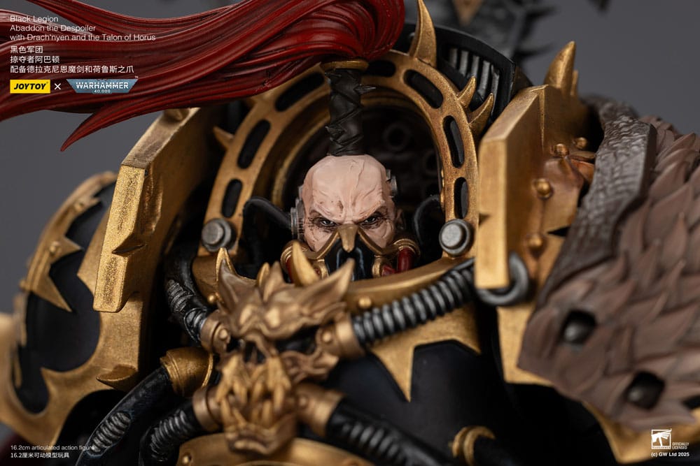 Warhammer 40,000 Action Figure Black Legion Abaddon the Despoiler with Drach'nyen and Talon 16 cm