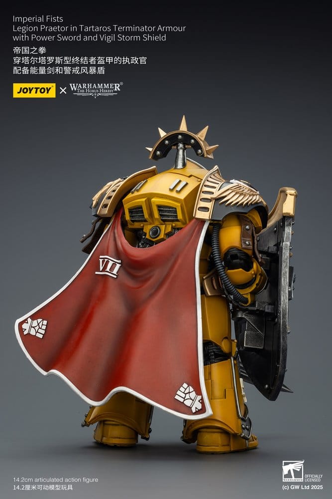 Warhammer Imperial Fists Action Figure Legion Praetor in Tartaros Terminator Armour with Power Sword and Vigil Storm Shield 14 cm