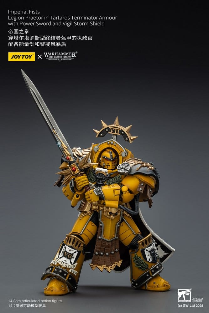 Warhammer Imperial Fists Action Figure Legion Praetor in Tartaros Terminator Armour with Power Sword and Vigil Storm Shield 14 cm