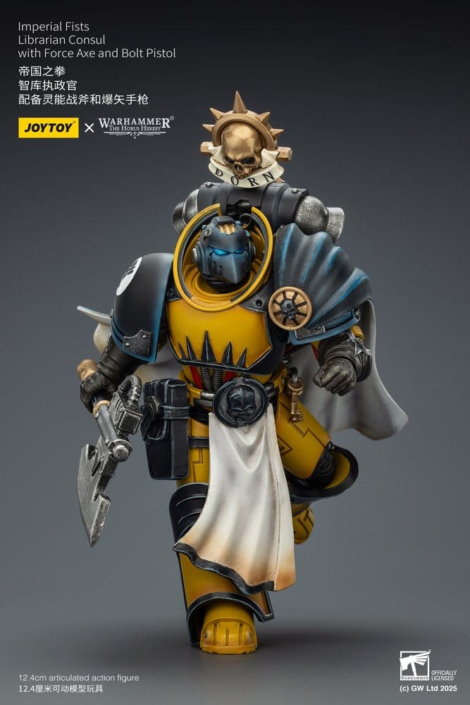Warhammer Imperial Fists Action Figure Librarian Consul with Force Axe and Bolt Pistol 12 cm