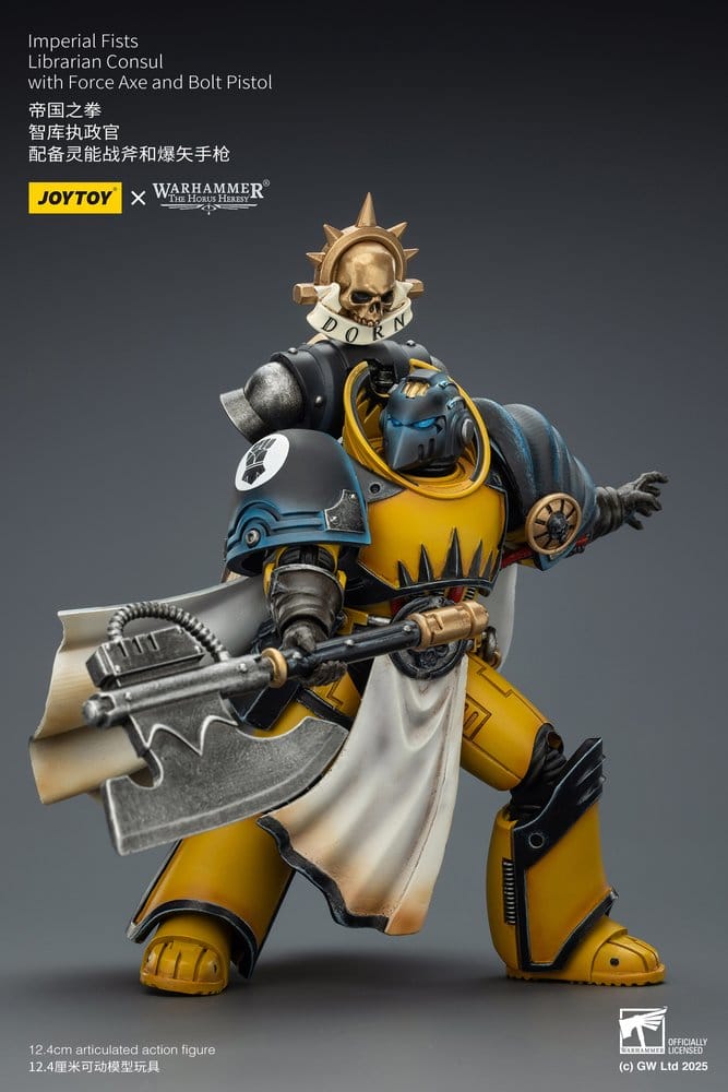 Warhammer Imperial Fists Action Figure Librarian Consul with Force Axe and Bolt Pistol 12 cm