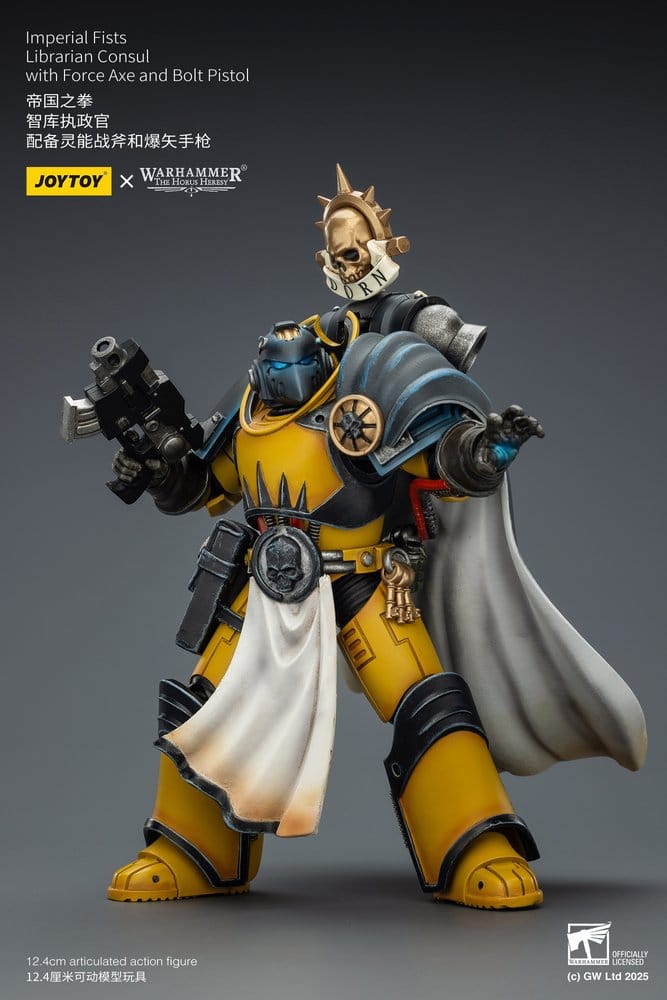 Warhammer Imperial Fists Action Figure Librarian Consul with Force Axe and Bolt Pistol 12 cm