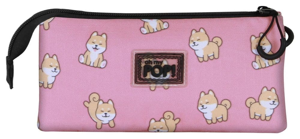 Oh My Pop! Triple Pencil case Shiba Pink