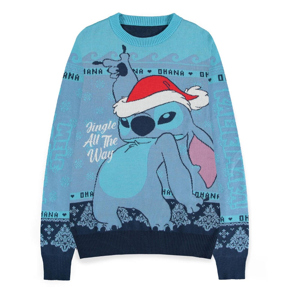 Lilo & Stitch Sweatshirt Christmas Jumper Stitch Blue Size M