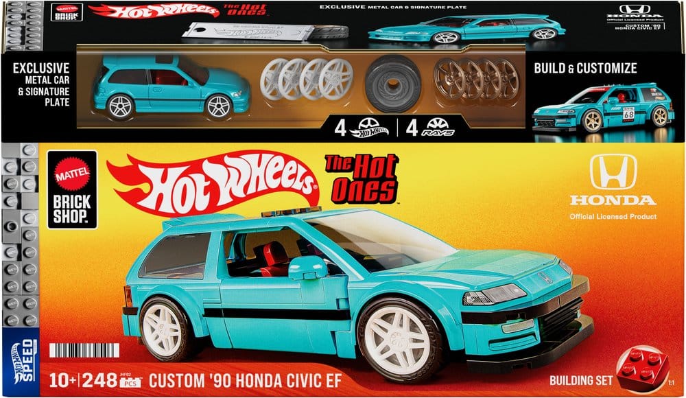 Hot Wheels Speed Series Mattel Brick Shop Building Set 1/32 Custom '90 Honda Civic EF